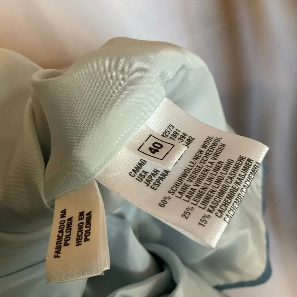 Laurèl Escada Cashmere Linen Wool Blend Skirt Suit Blue 40 10 - Picture 3 of 9